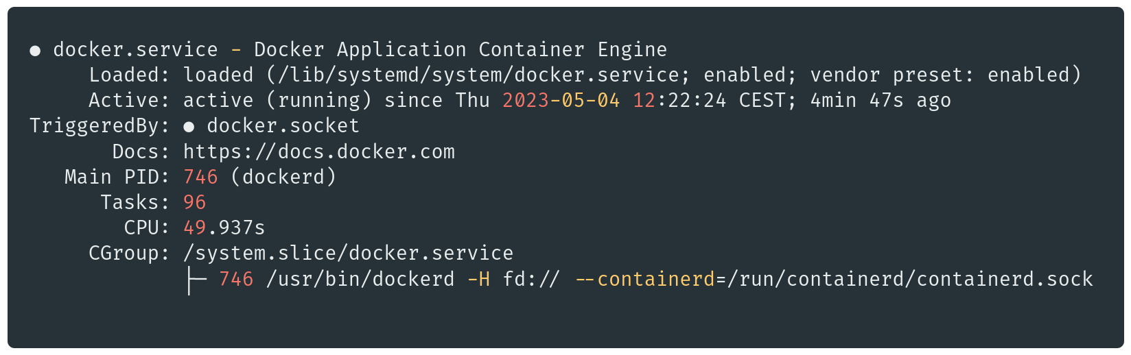 Etat de docker